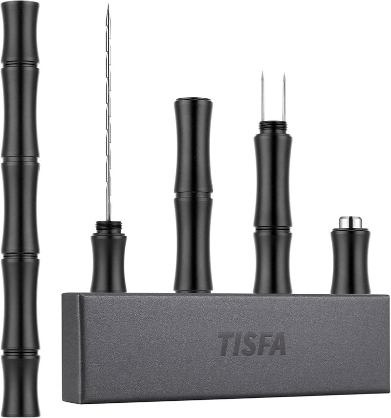 TISFA Cigar Draw Enhancer Tool, 3-in-1 Cigar Punch Set with Draw Enhancer Cutter and Twin Nubber, Ultra Sharp Stainless Steel Punch Cigar Cutters (Black) - Image 1